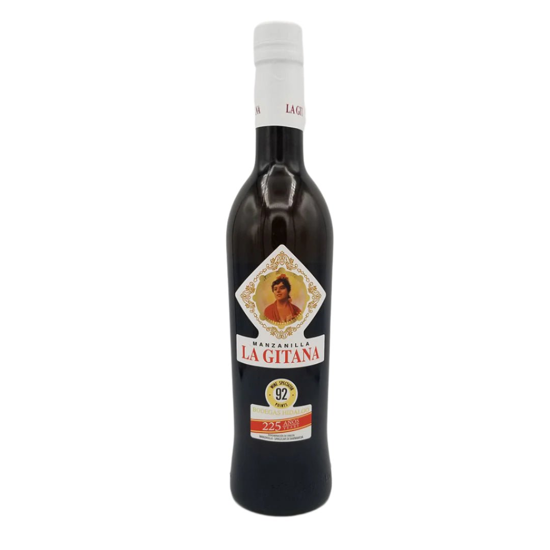 BODEGAS HIDALGO LA GITANA MANZANILLA SHERRY, ANDALUCIA SPAIN 500ML-Happy Wine Calle Ocho